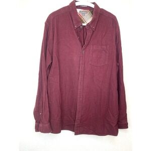 Men's Eddie Bauer Long Sleeve Button Down Up Shirt Relaxed Fit Maroon  2XL XXL